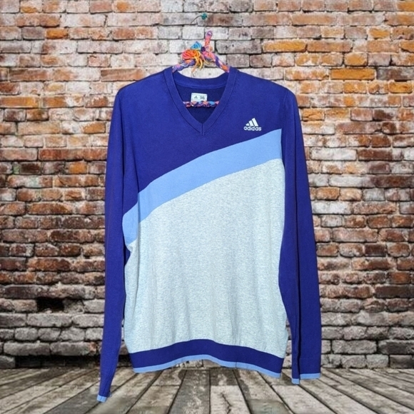 ADIDAS Purple Knit V-neck Sweater - Picture 1 of 4
